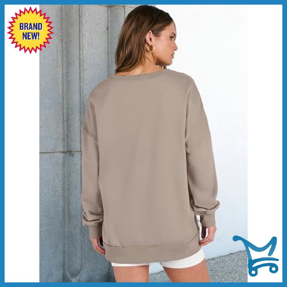 Oversized V-Neck Sweatshirt, Patchwork Design, Lo… - image 6